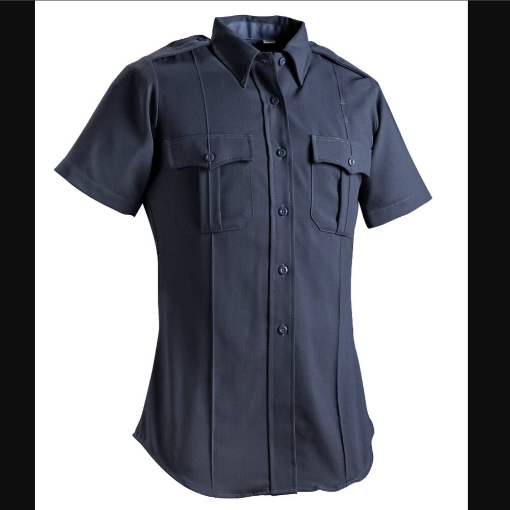 Flying Cross Short Sleeve Button Up Shirt, Women's Size 40 - Navy